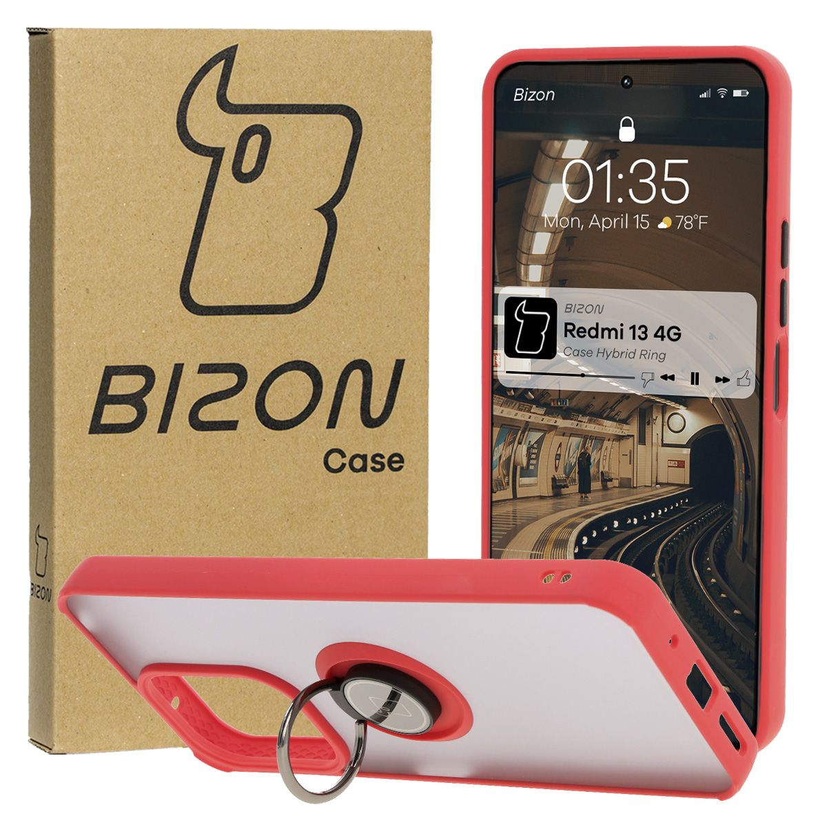 Etui mit Fingerhalter Bizon Case Hybrid Ring für Xiaomi Redmi 13 4G