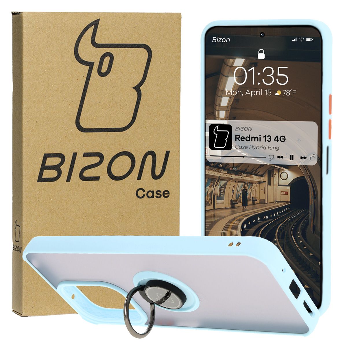 Finger Grip Case Bizon Case Hybrid Ring for Xiaomi Redmi 13 4G