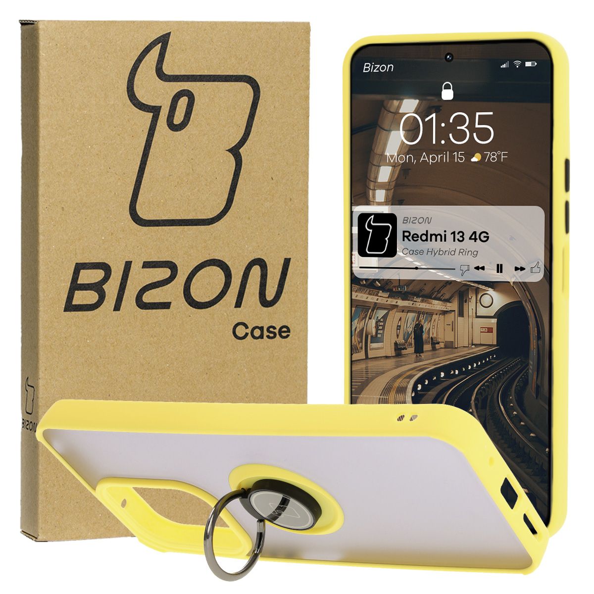 Finger Grip Case Bizon Case Hybrid Ring for Xiaomi Redmi 13 4G
