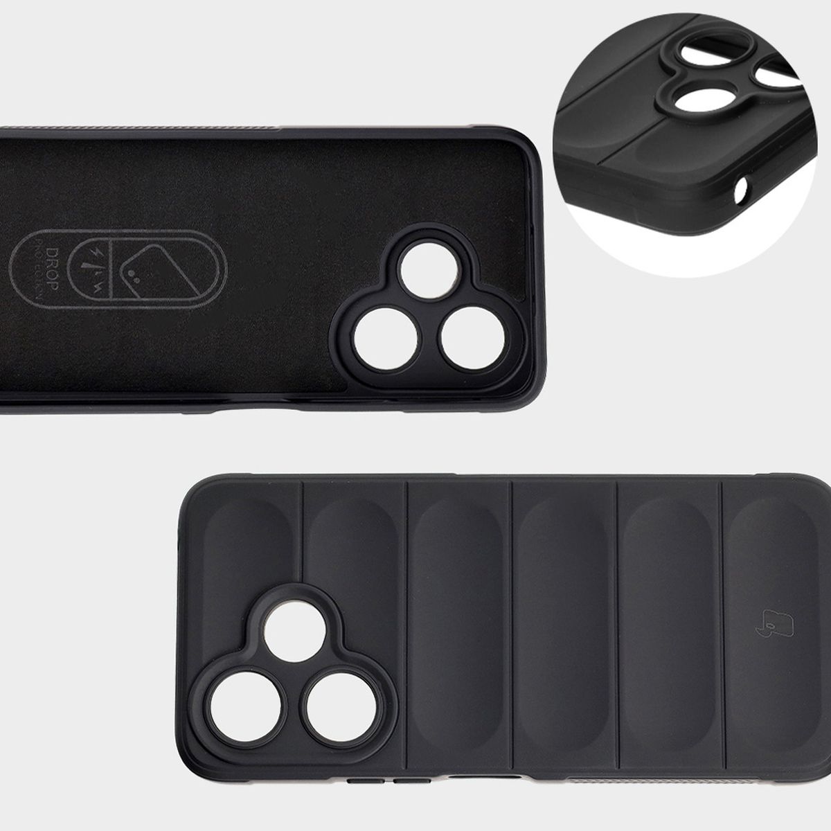 Mikrofaserfutter, Vertiefungen auf der Rückseite und verstärkte Ecken im Etui Bizon Case Tur