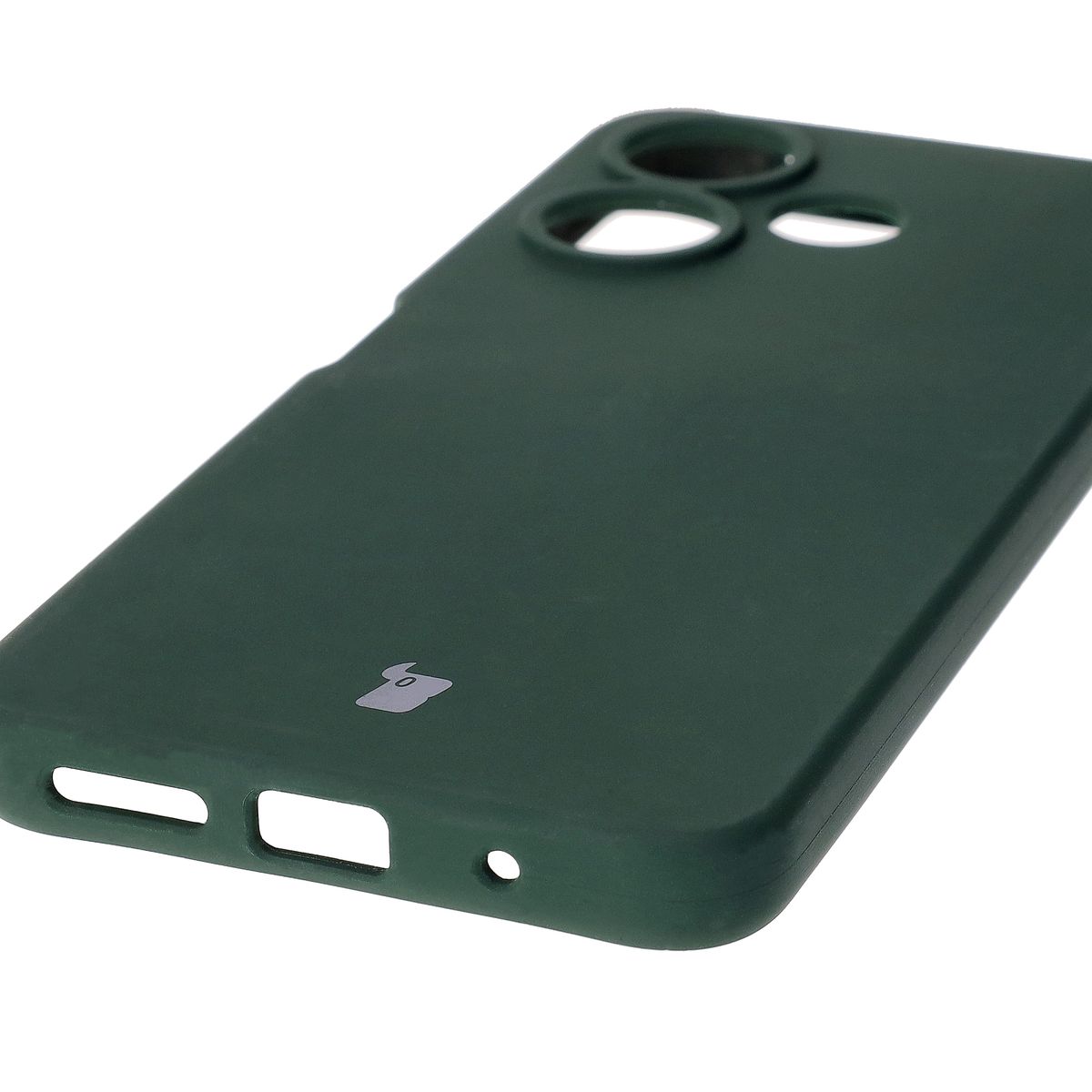 Close-up of precise cutouts and wireless charging capability in Bizon Soft Case