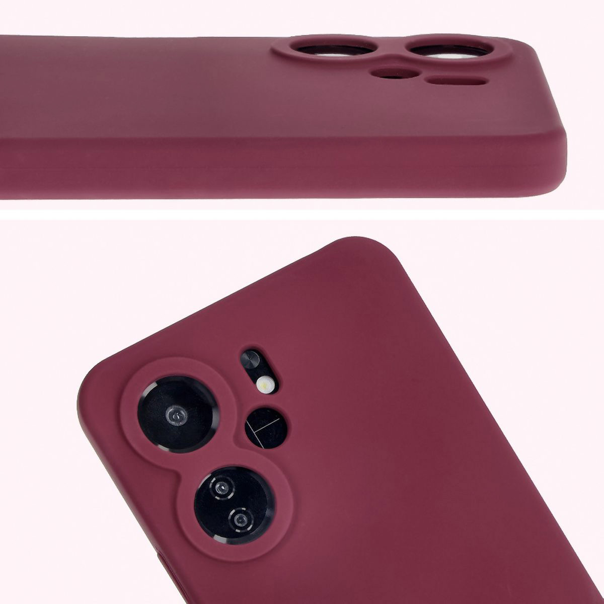 Prim-plan pe decupajele pentru obiective în carcasa Bizon Soft Case