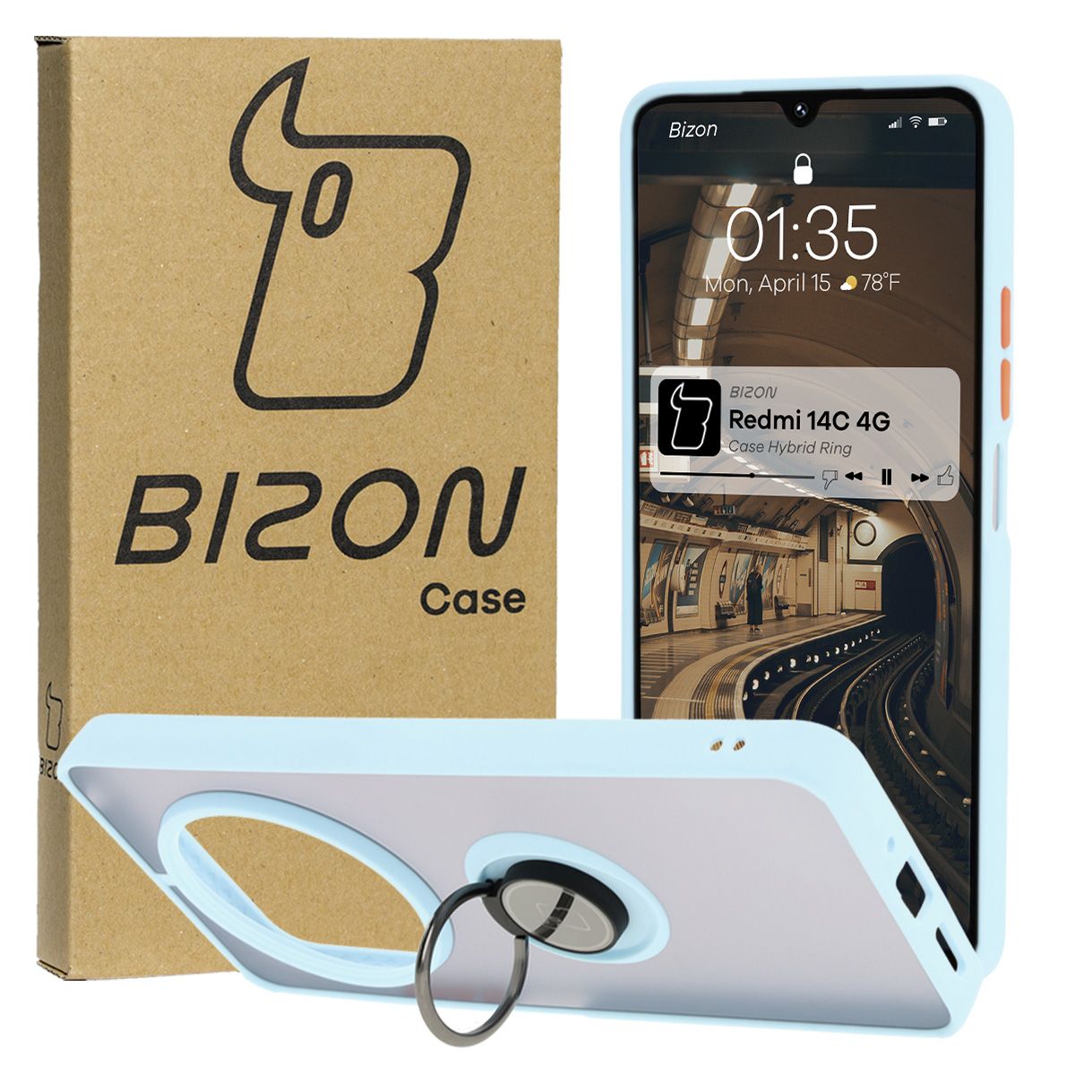 Case with Finger Grip Bizon Case Hybrid Ring for Xiaomi Redmi 14C 4G / POCO C75