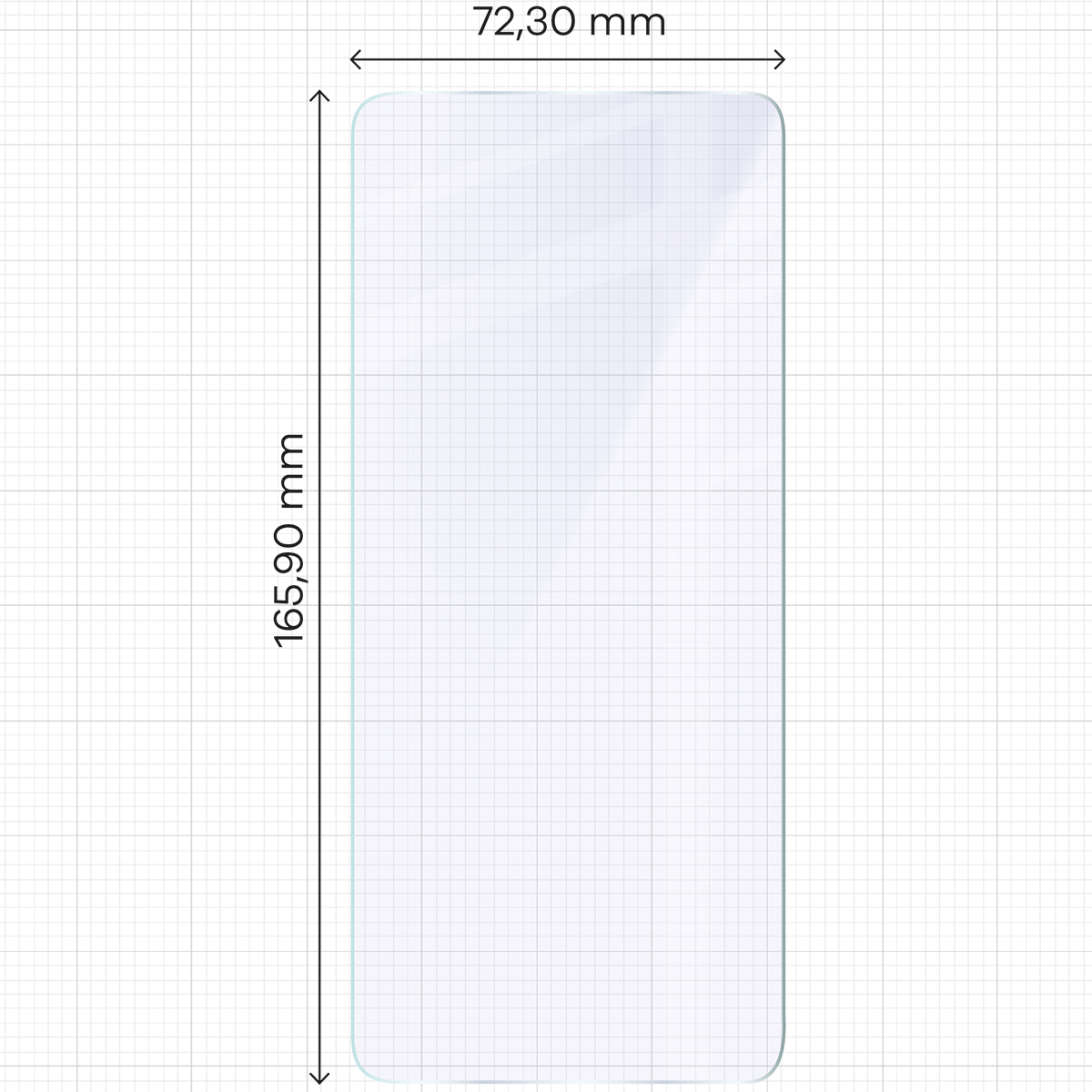 Miarka z wymiarami szkła hybrydowego Bizon Glass Mule