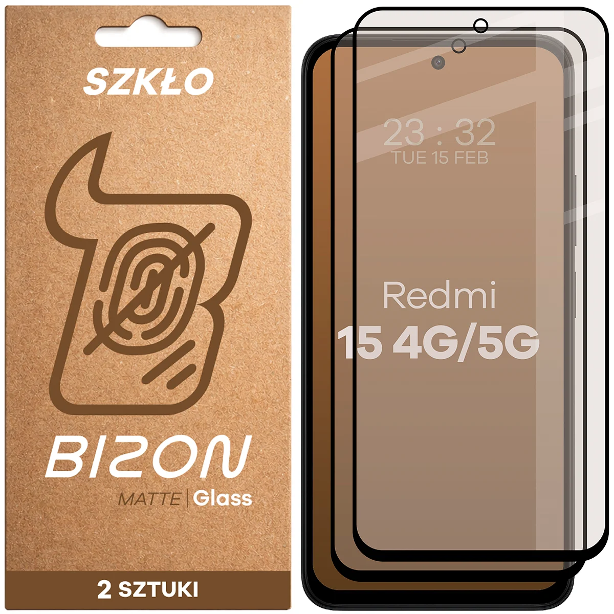 Matte glass for the screen Bizon Glass Matte Duo for Xiaomi Redmi 15 4G / 5G, 2 pieces