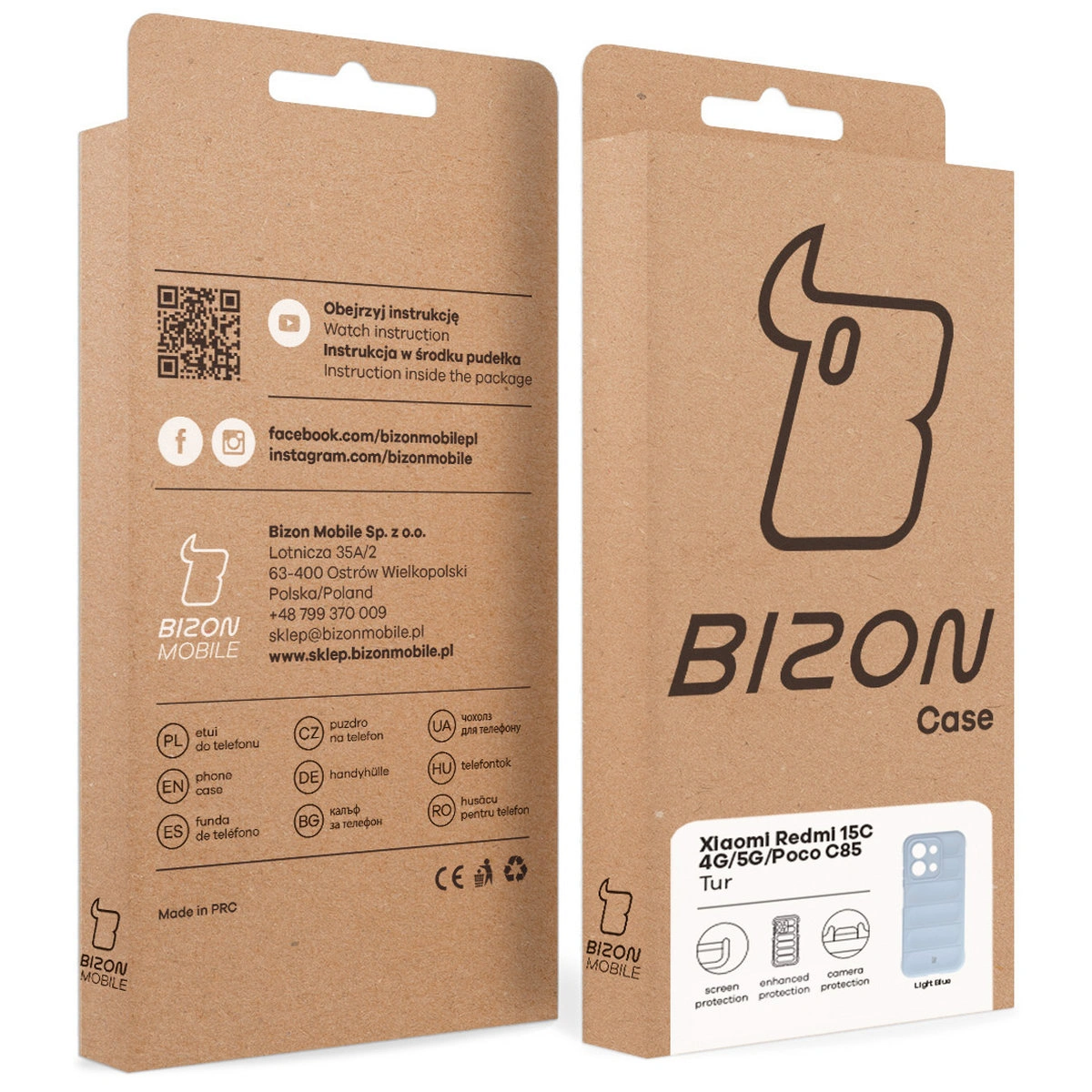 Kraftowe pudełko Bizon Case z dedykowaną etykietą do Xiaomi Redmi 15C 4G / 5G / POCO C85 4G