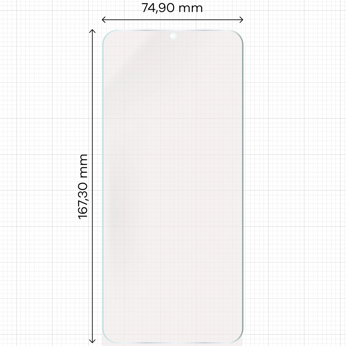 Miarka z wymiarami folii matowej Bizon Glass Film Sun do Xiaomi Redmi 15C 5G