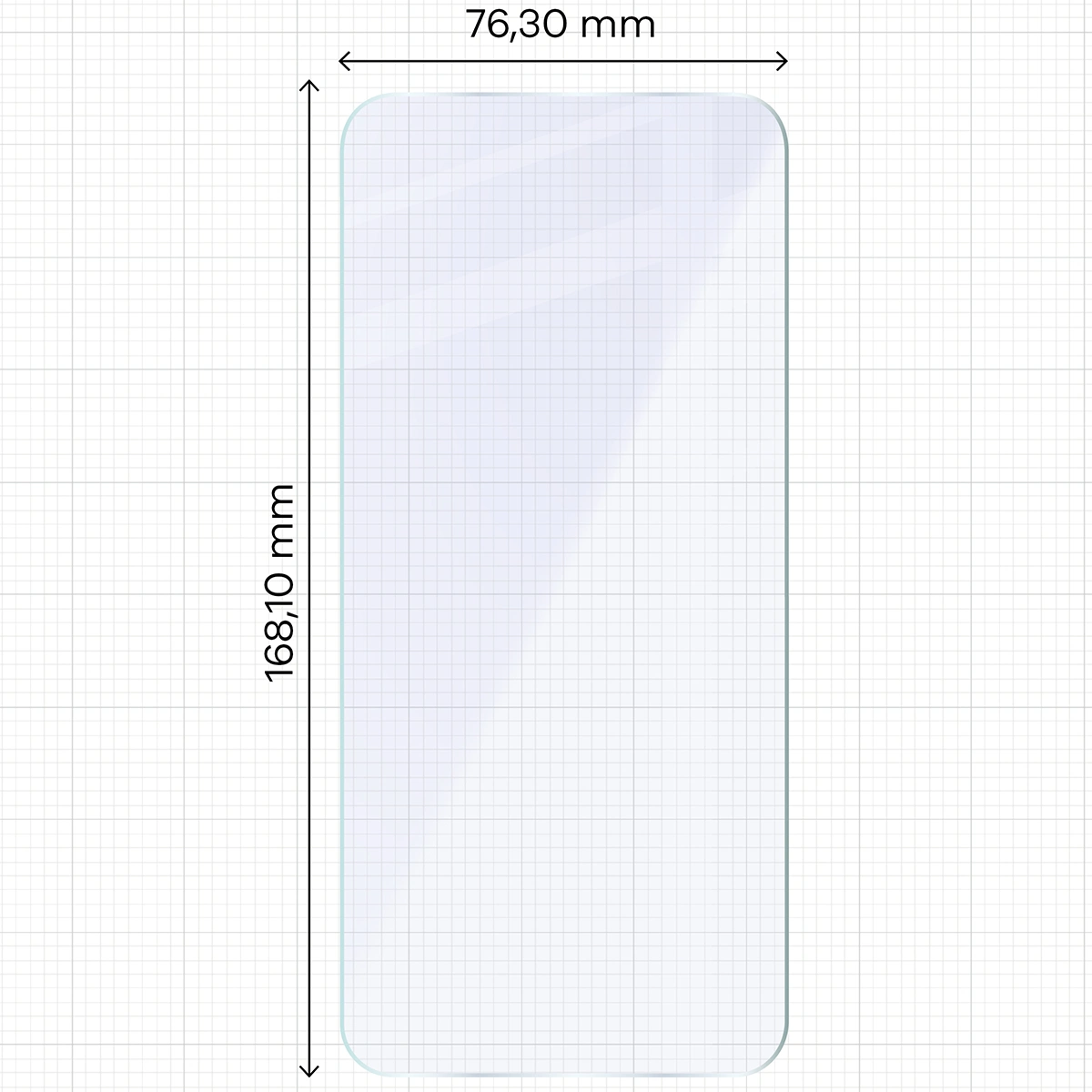 Miarka z wymiarami szkła hybrydowego Bizon Glass Mule do Xiaomi Redmi 15C 5G