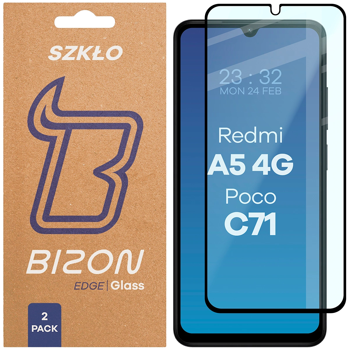 Szkło hartowane na cały ekran Bizon Glass Edge Duo dla Xiaomi Redmi A5 4G / Xiaomi POCO C71 4G