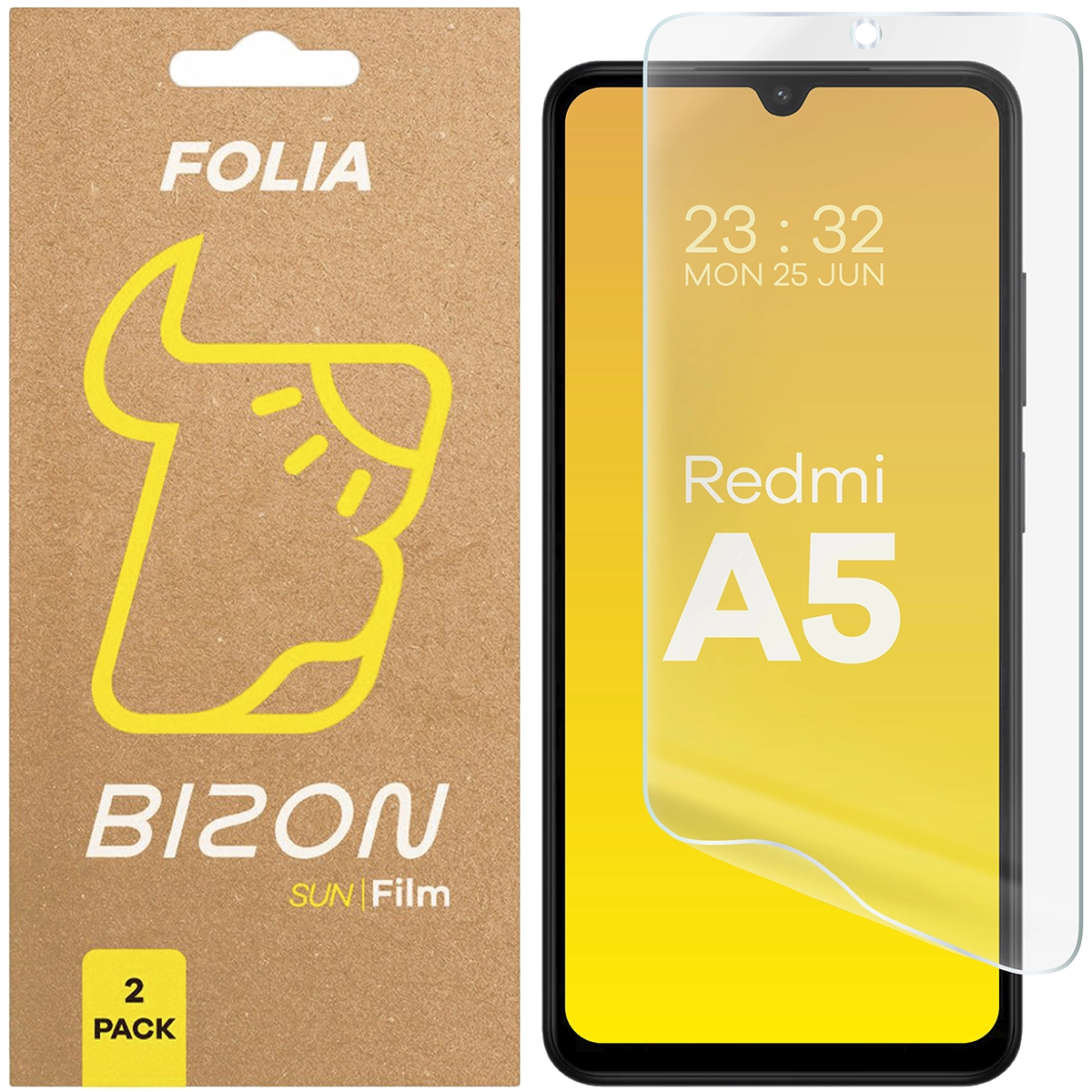 Folia matowa na ekran Bizon Glass Film Sun do Xiaomi Redmi A5 4G, 2 sztuki