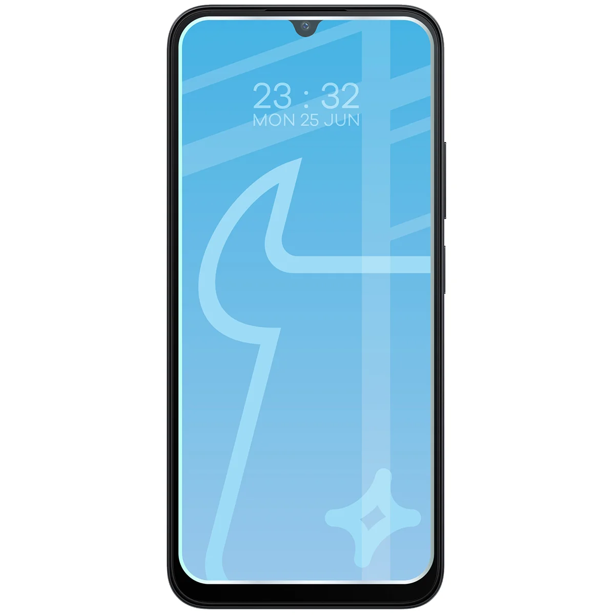 Phone with Bison Glass Clear Duo applied to Xiaomi Redmi A7 Pro 4G