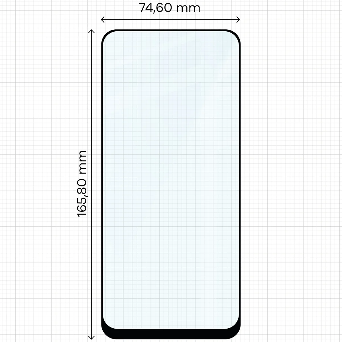Dimensions of Bison Glass Edge for Xiaomi Redmi A7 Pro 4G