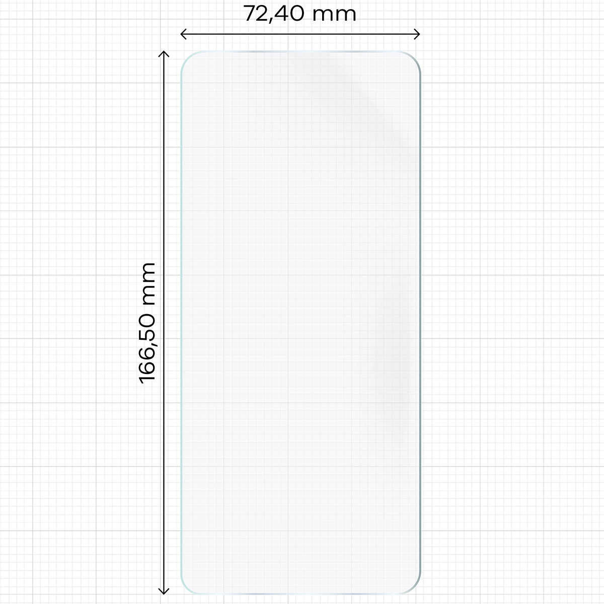Measuring tape with dimensions of Bizon Film Hydrogel Front Duo hydrogel film for Xiaomi Redmi A7 Pro / POCO C85X / C81 / C81 Pro