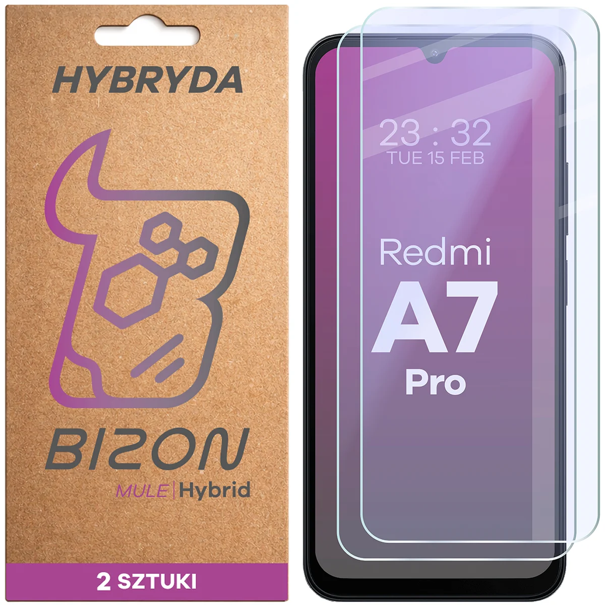 Flexible hybrid glass Bizon Hybrid Mule Duo for Xiaomi Redmi A7 Pro 4G, 2 pieces