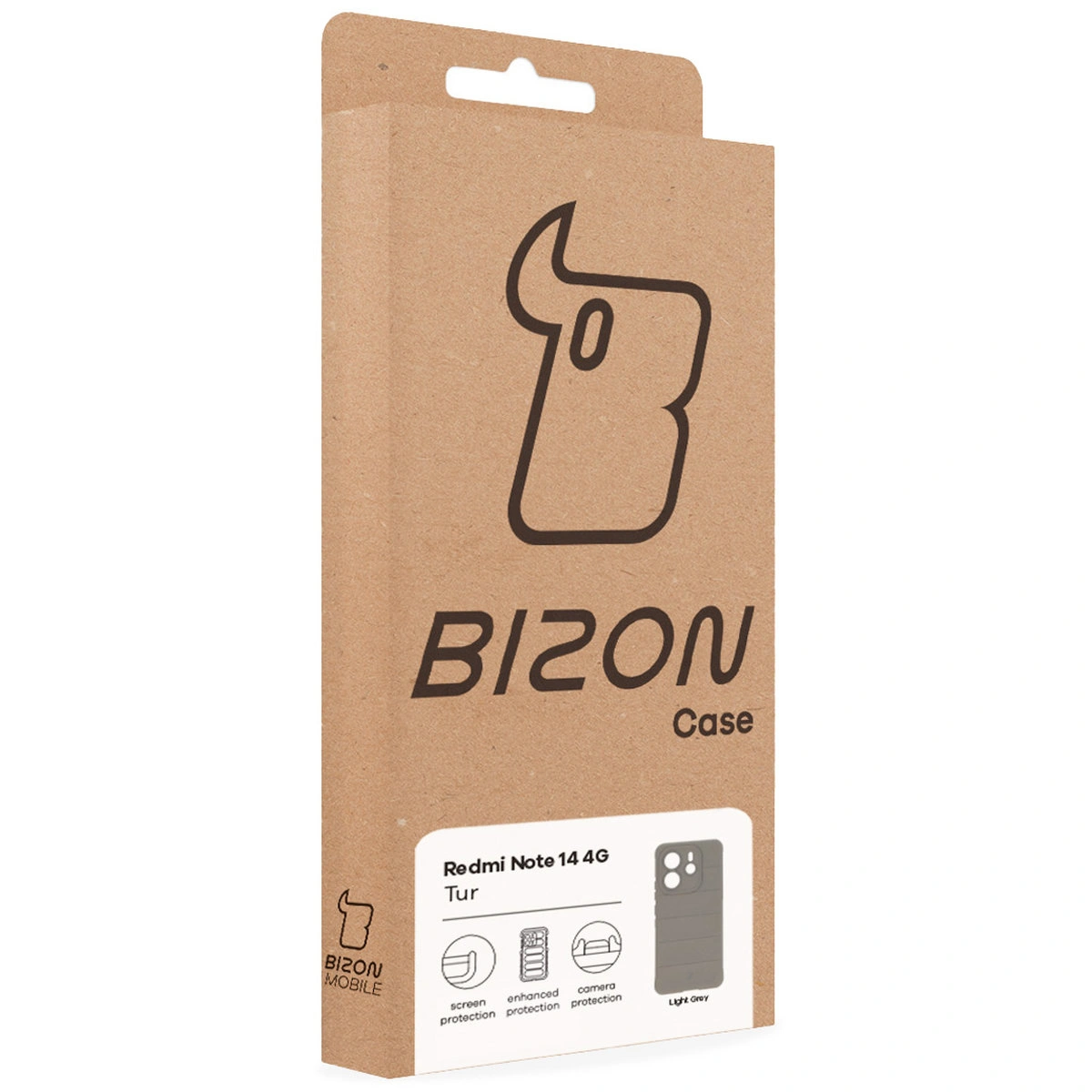 Front of the Bison Case box with a dedicated label for Xiaomi Redmi Note 14 4G