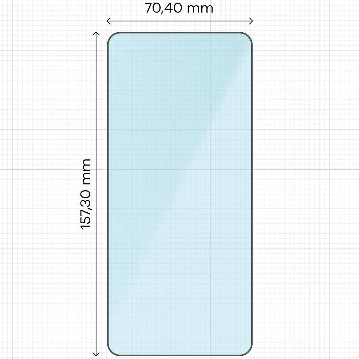 Miarka z wymiarami szkła hartowanego Bizon Smart Glass do Redmi Note 14 / POCO M7 Pro 5G
