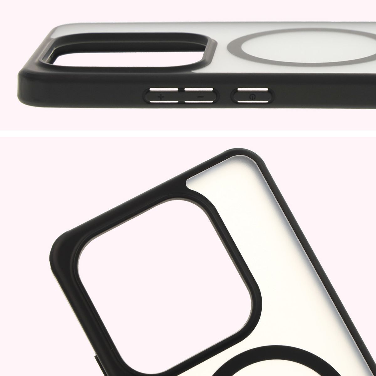 Vollständige Aussparung und erhöhte Ränder der Kamera in der Hülle Bizon Case MatteO