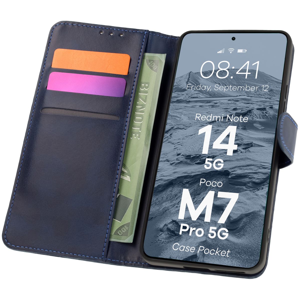 Klappetui Bison Case Pocket für Xiaomi Redmi Note 14 5G / Xiaomi Poco M7 Pro 5G