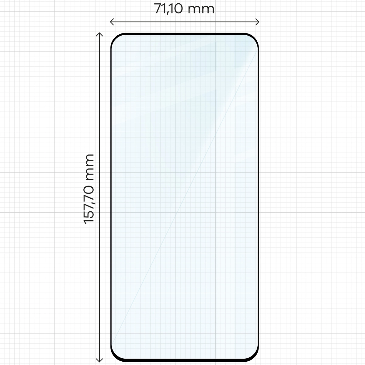 Miarka z wymiarami szkła hartowanego Bizon Glass Edge 2 do Xiaomi Redmi Note 14 5G