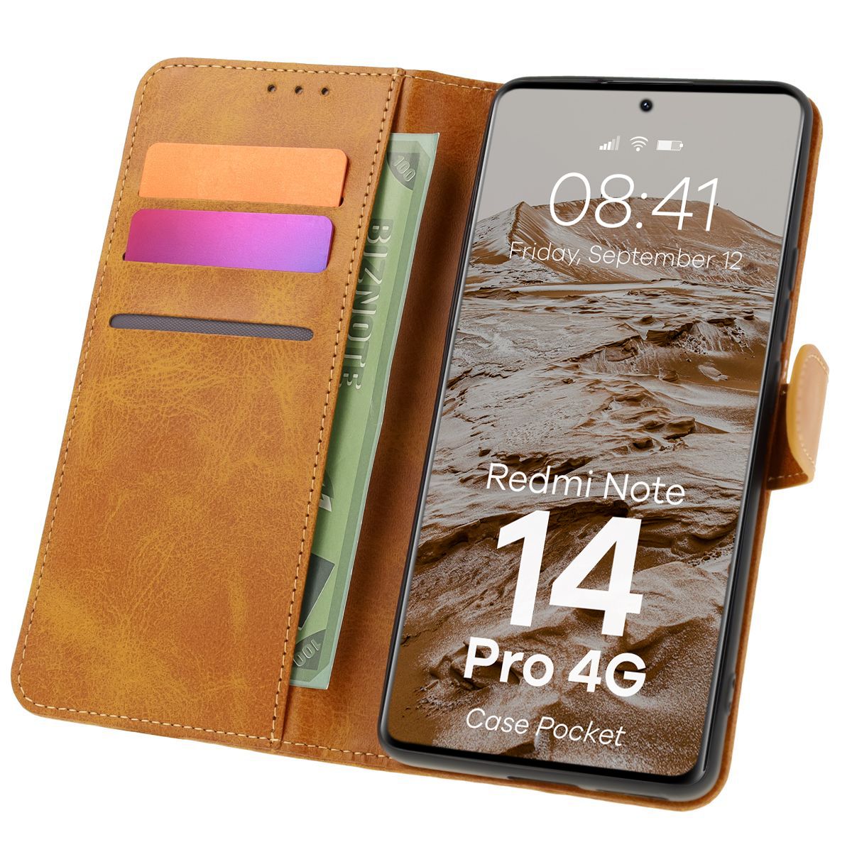 Etui cu clapă Bizon Case Pocket pentru Xiaomi Redmi Note 14 Pro 4G