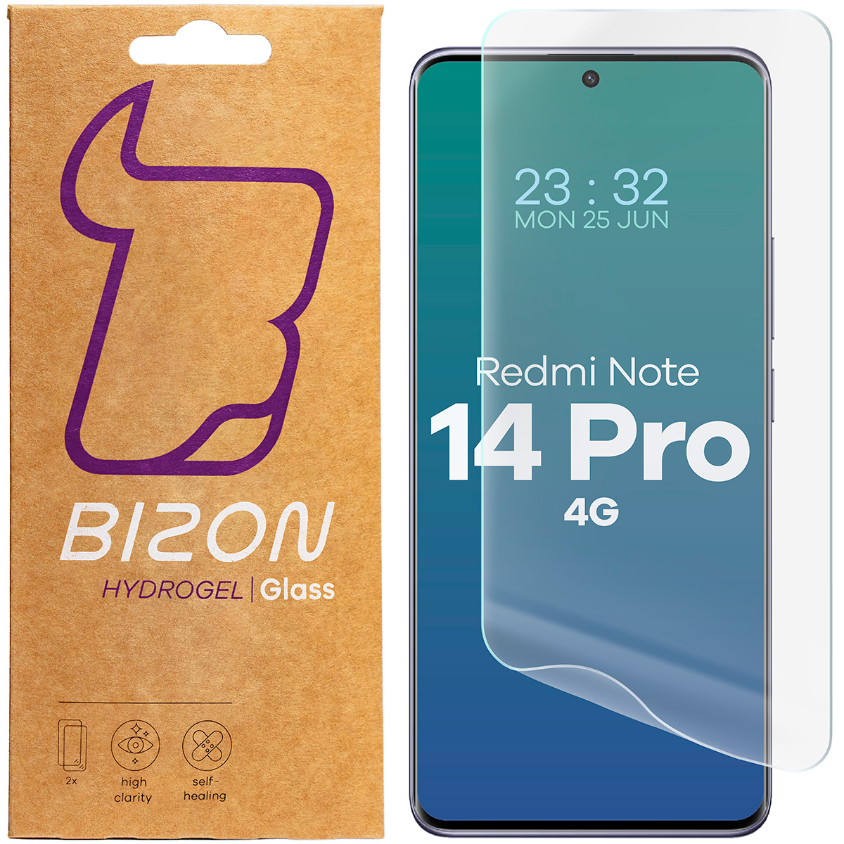 Folia hydrożelowa na ekran Bizon Glass Hydrogel Front do Redmi Note 14 Pro 4G, 2 sztuki