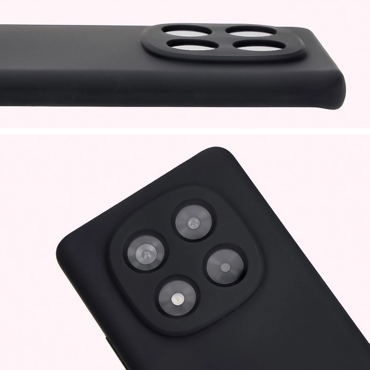Close-up of lens cutouts in the Bison Soft Case for Xiaomi Redmi Note 14 Pro 4G