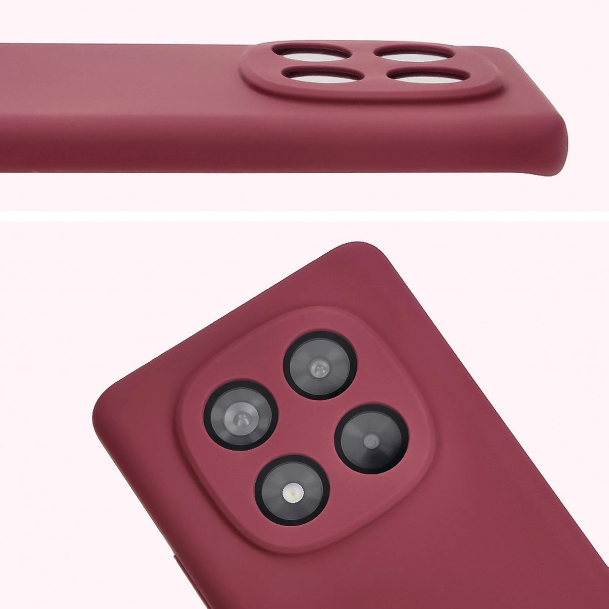 Close-up of lens cutouts in Bison Soft Case for Xiaomi Redmi Note 14 Pro 4G