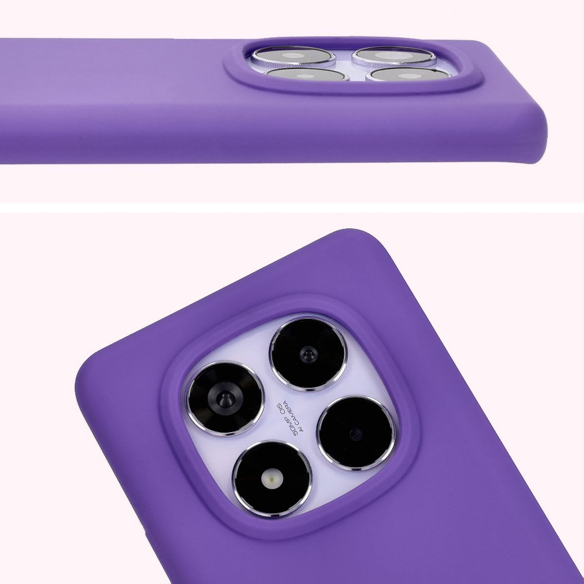 Prim-plan al decupajului pentru lentile în carcasa Bizon Soft Case