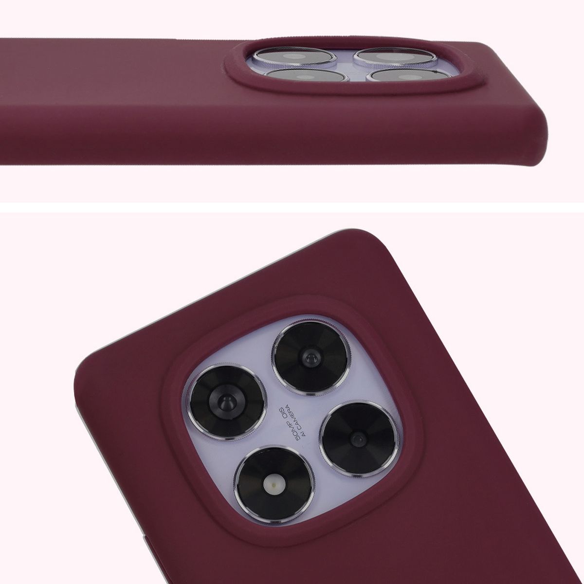 Prim-plan pe decupajul pentru obiective în carcasa Bizon Soft Case