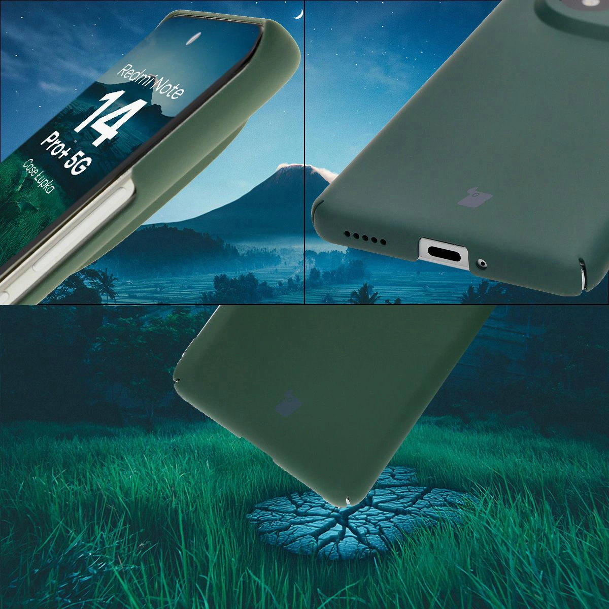 Zintegrowane osłony na przyciski, wycięcia i twardy materiał etui Bizon Case Łupka do Xiaomi Redmi Note 14 Pro Plus 5G