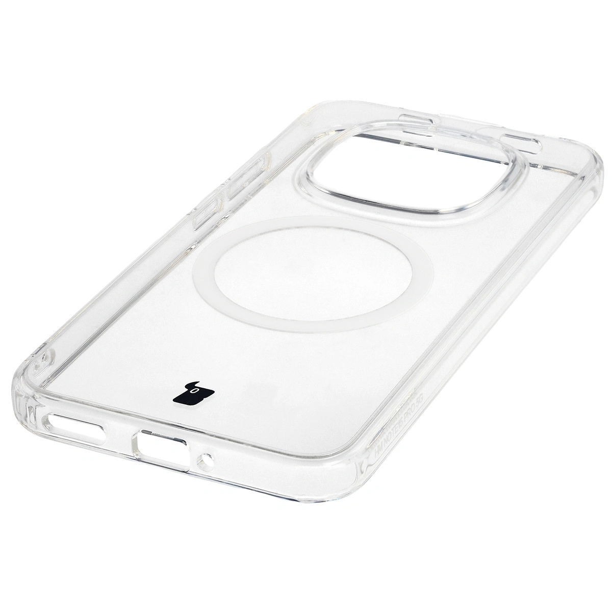 Integrated buttons, cutouts, and hybrid material in the Bizon Case CrystalO for Xiaomi Redmi Note 15 Pro 5G