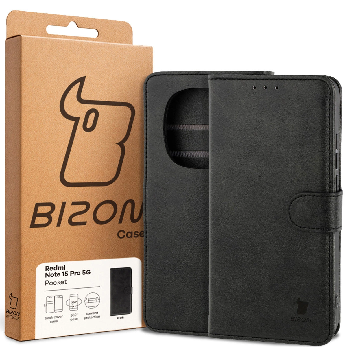 Front of the Bison Case box with a dedicated label for Xiaomi Redmi Note 15 Pro 5G