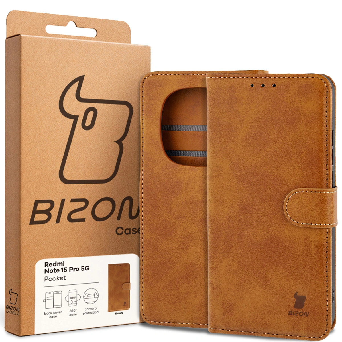 Front of the Bison Case box with a dedicated label for Xiaomi Redmi Note 15 Pro 5G