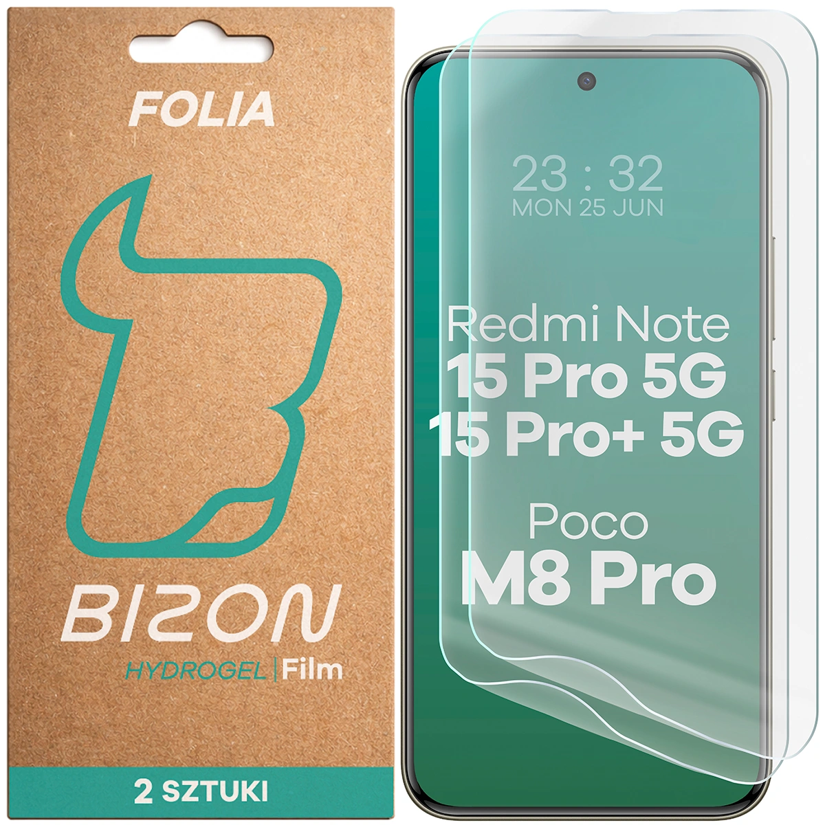 Box and hydrogel film for screen Bizon Film Hydrogel Front Duo for Xiaomi Redmi Note 15 Pro 5G / Xiaomi Redmi Note 15 Pro Plus 5G / POCO M8 Pro 5G