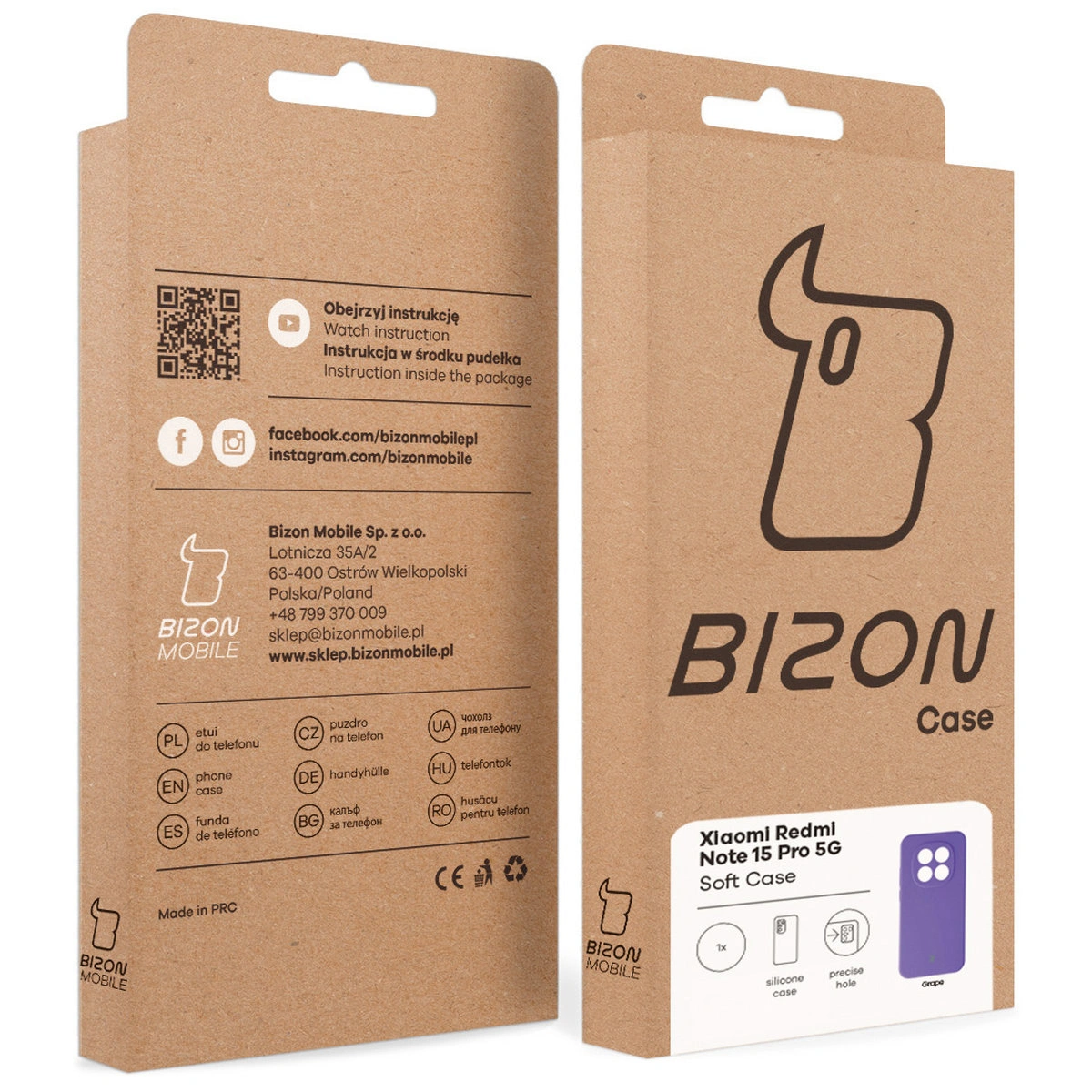 Cutie din carton Bizon Case cu etichetă dedicată pentru Xiaomi Redmi Note 15 Pro 5G