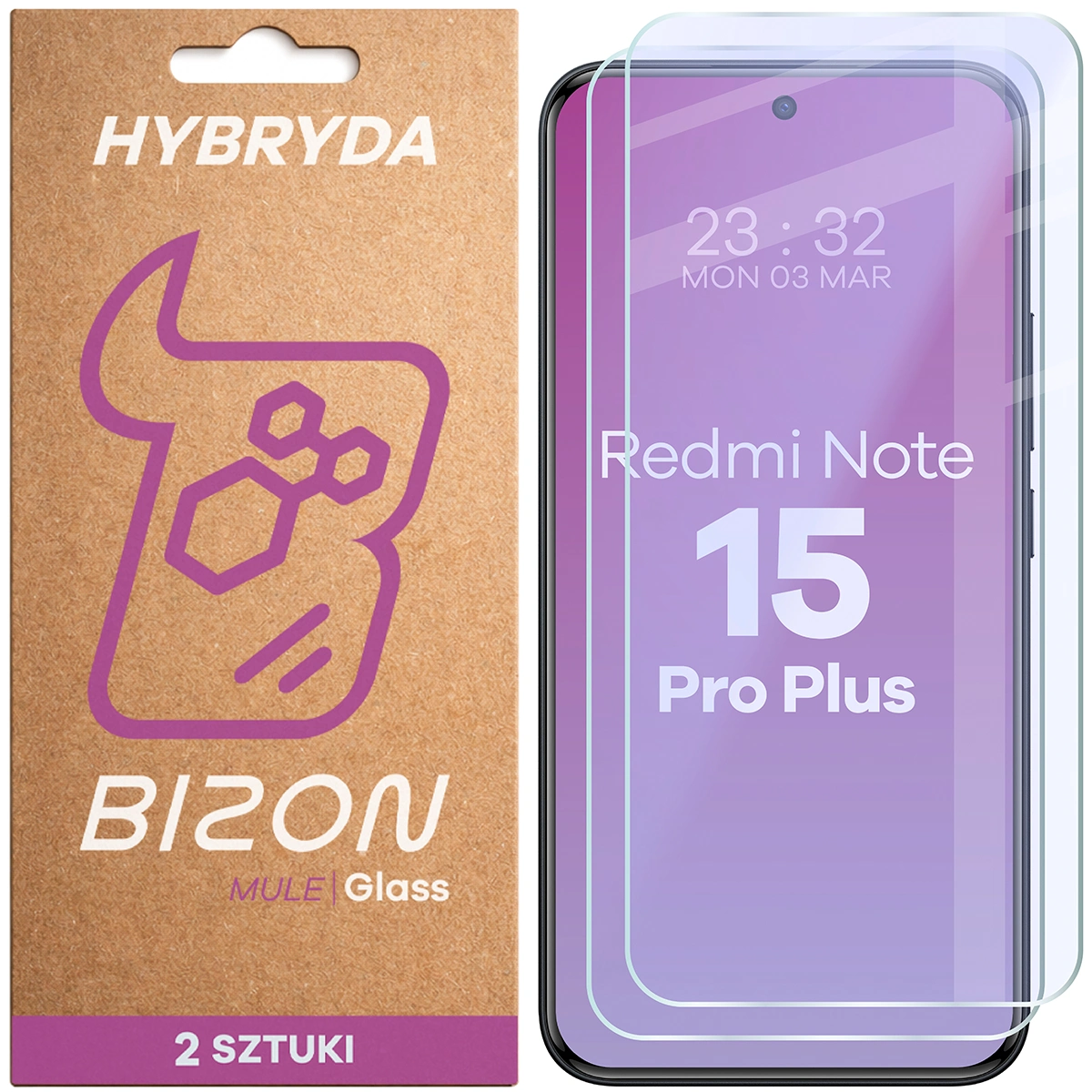 Elastyczne szkło hybrydowe Bizon Glass Mule Duo do Xiaomi Redmi Note 15 Pro Plus 5G, 2 sztuki