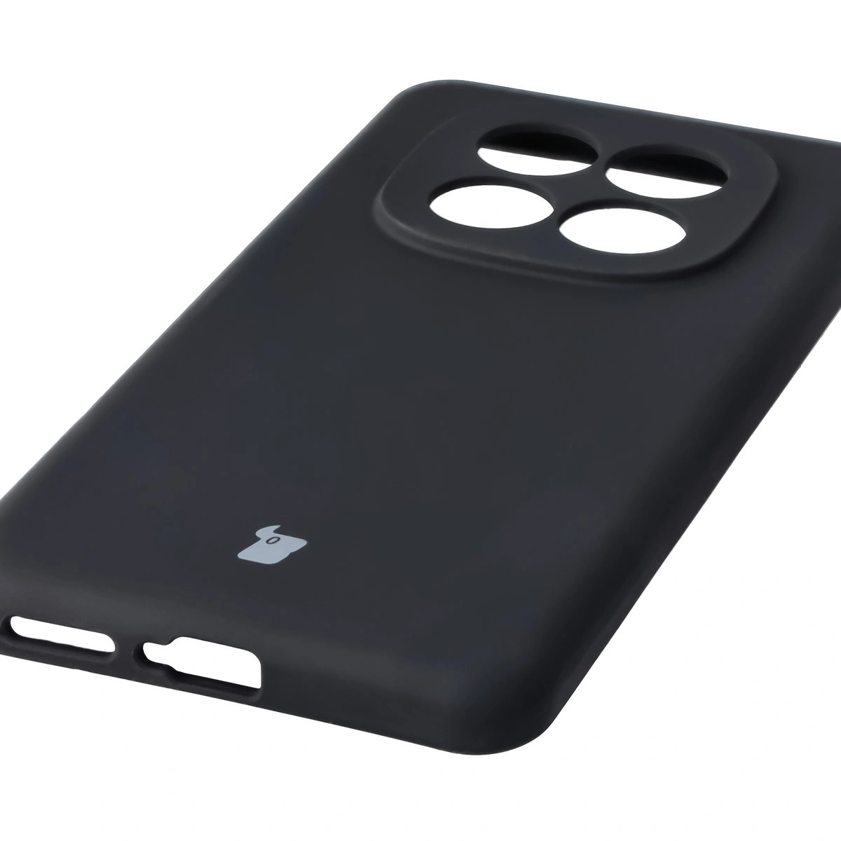 Close-up of precise cutouts and wireless charging capability in the Bison Soft Case for Xiaomi Redmi Note 15 Pro 4G