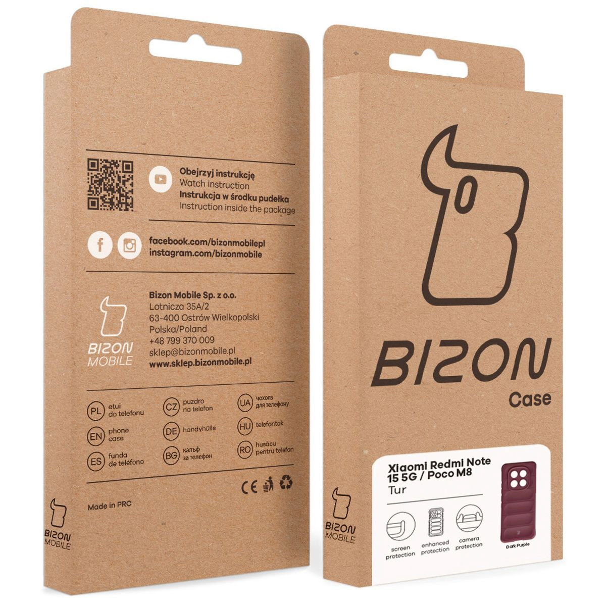 Kraft box of Bison Case with a dedicated label for Xiaomi Redmi Note 15 5G / Xiaomi POCO M8 5G
