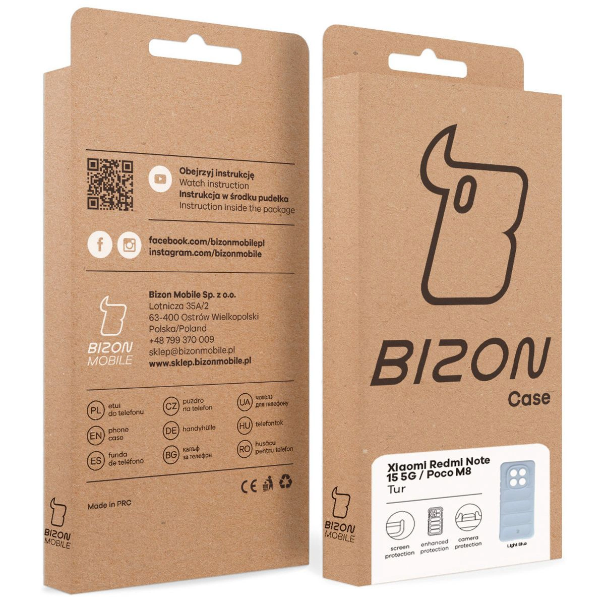 Kraft box for Bison Case with a dedicated label for Xiaomi Redmi Note 15 5G / Xiaomi POCO M8 5G