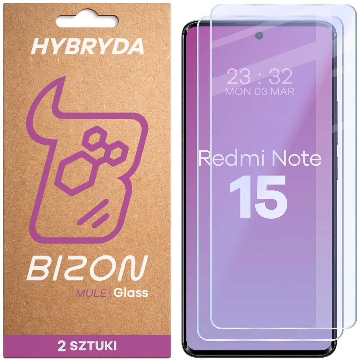 Elastyczne szkło hybrydowe Bizon Glass Mule Duo do Xiaomi Redmi Note 15 4G / 5G, 2 sztuki