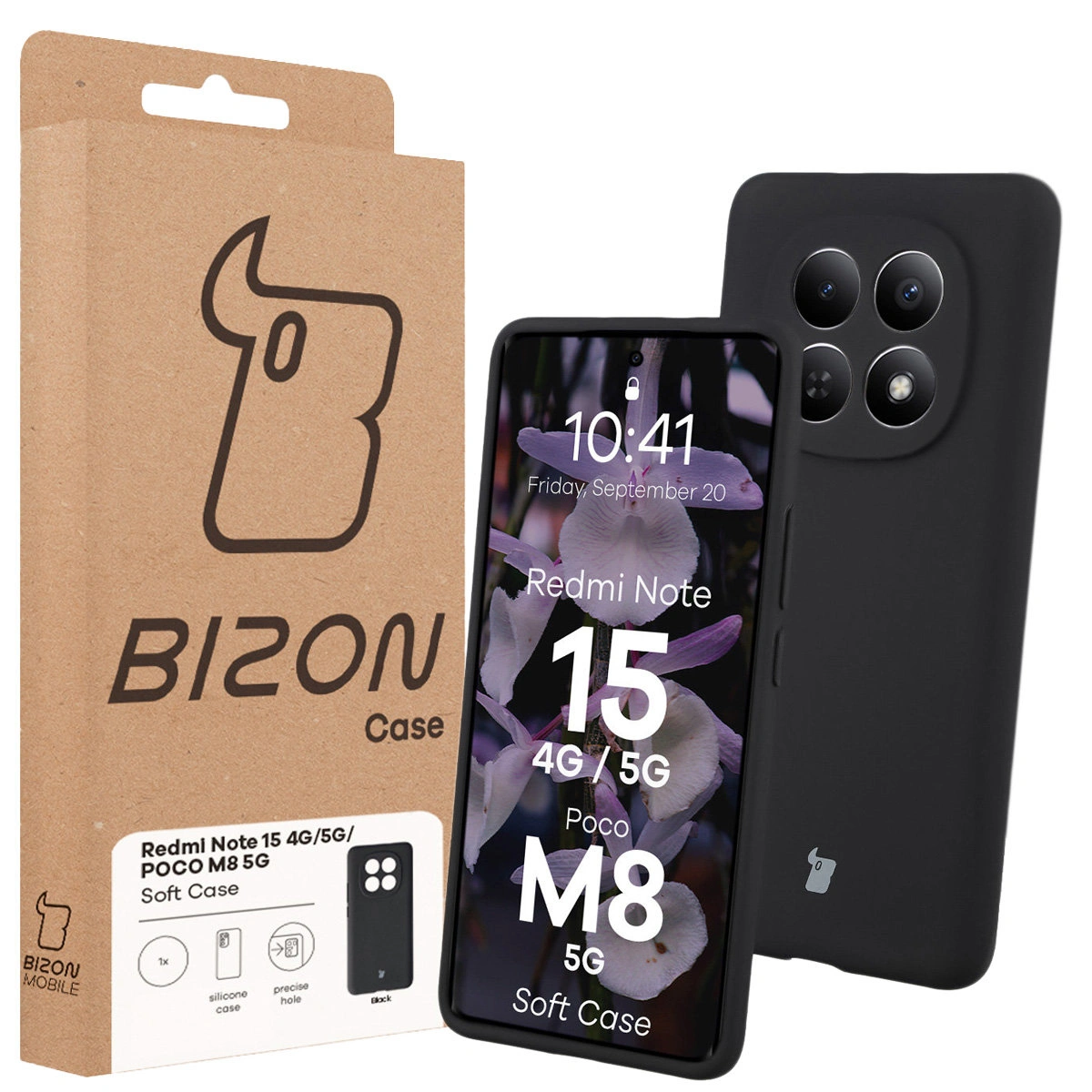 Front of the Bison Case box with a dedicated label for Xiaomi Redmi Note 15 / Xiaomi POCO M8 5G