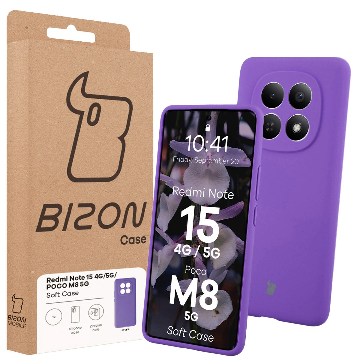 Front of the Bison Case box with a dedicated label for Xiaomi Redmi Note 15 / Xiaomi POCO M8 5G