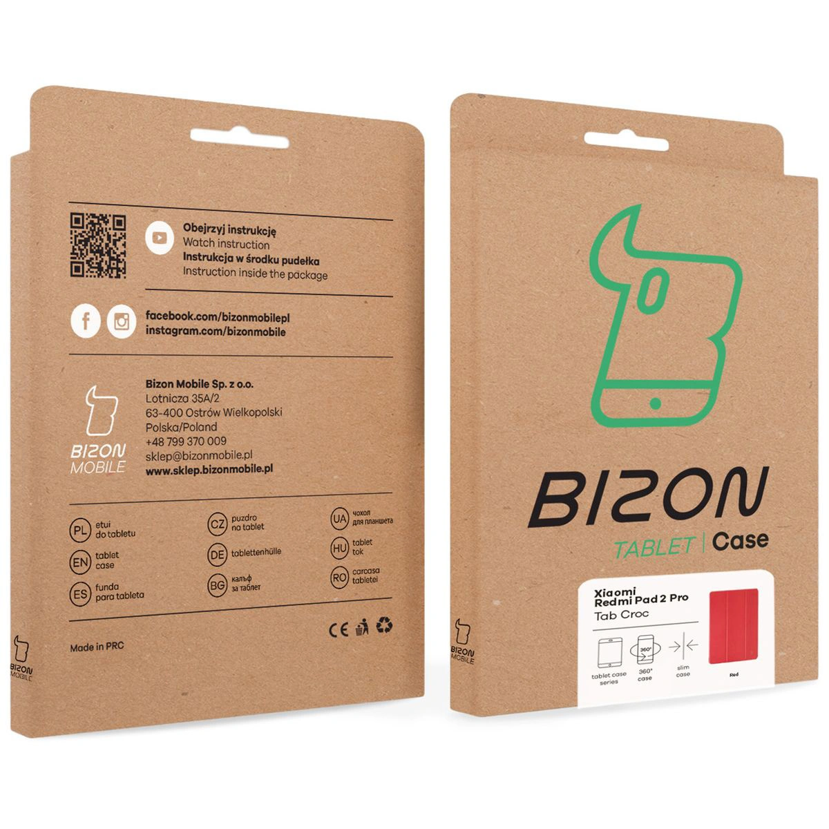 Kraft box of Bizon Case with a dedicated label for Xiaomi Redmi Pad 2 Pro