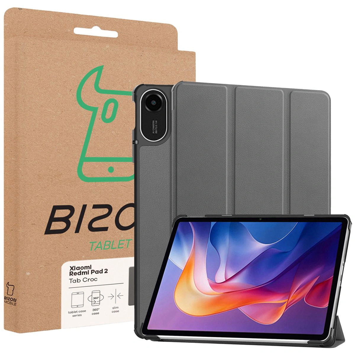 Przód pudełka Bizon Case z dedykowaną etykietą do Xiaomi Redmi Pad 2