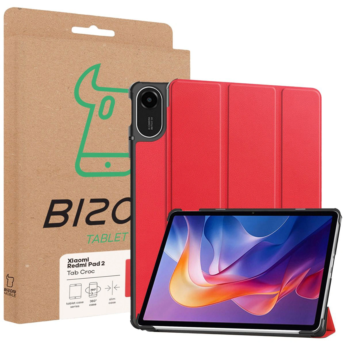 Przód pudełka Bizon Case z dedykowaną etykietą do Xiaomi Redmi Pad 2