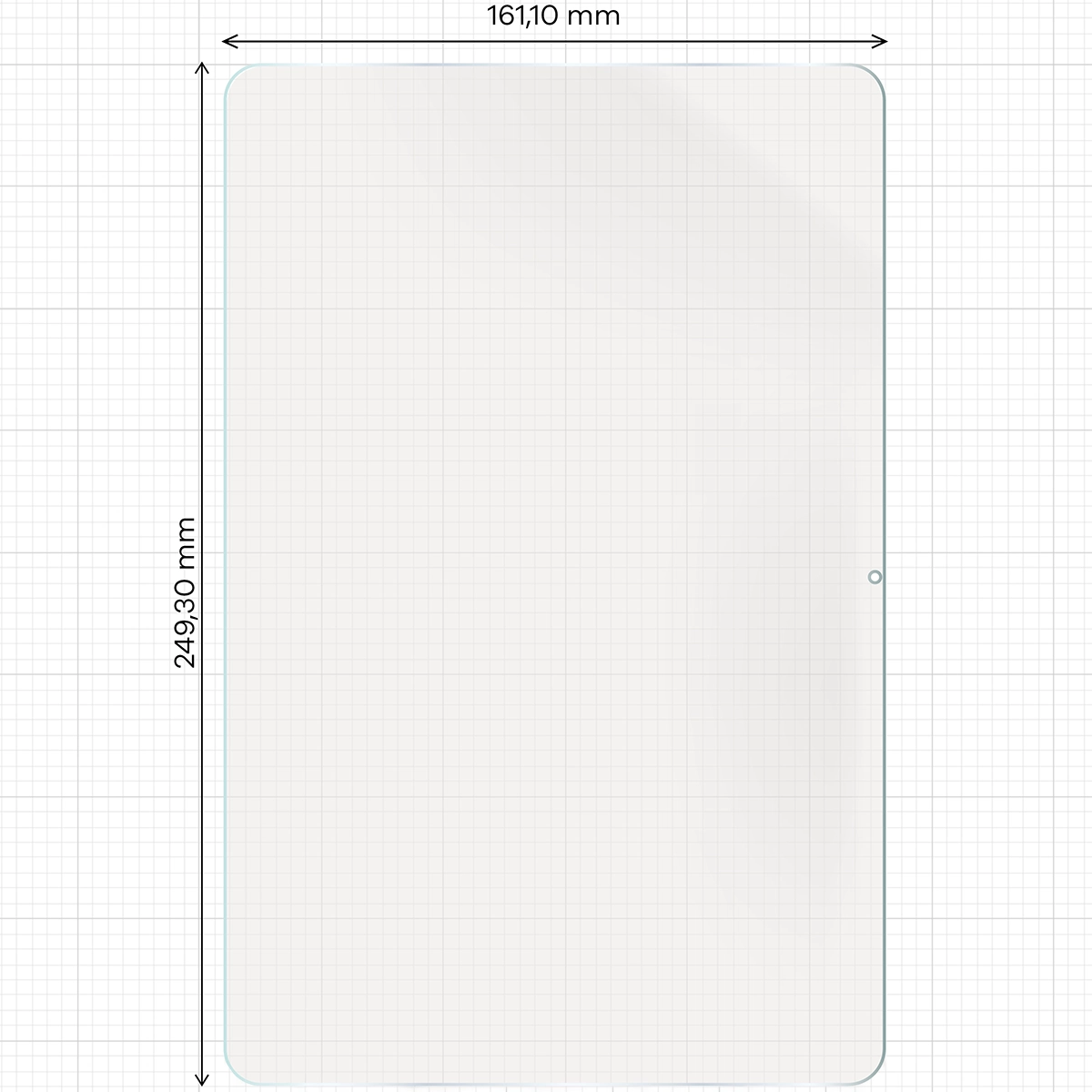 Miarka z wymiarami folii matowej Bizon Glass Tab Film Sun do Xiaomi Redmi Pad 2