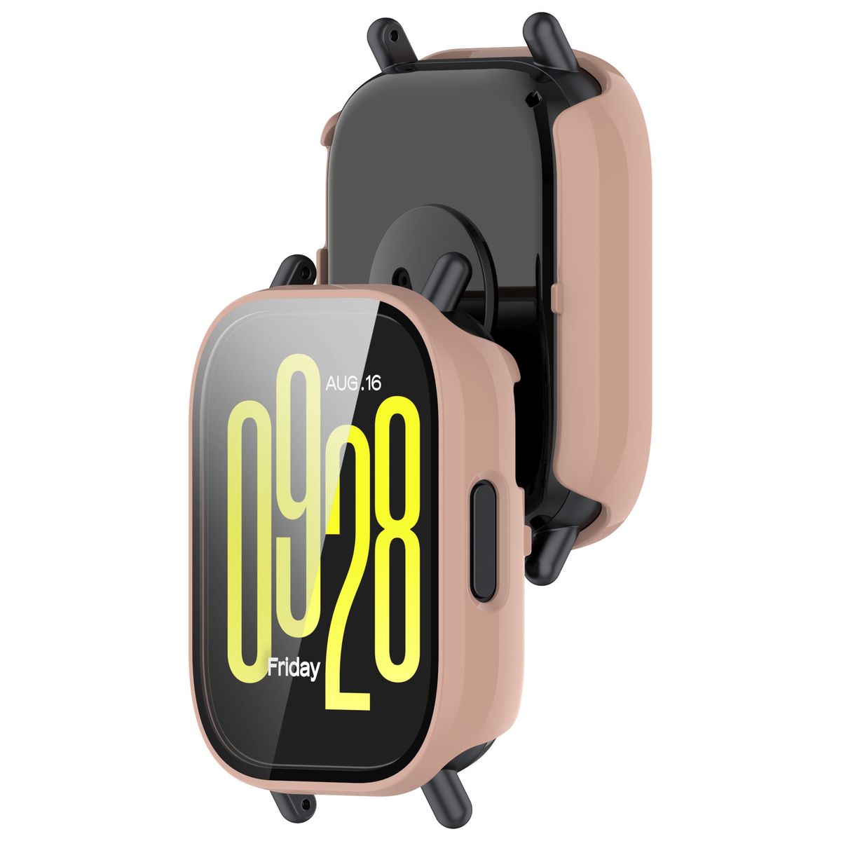 Husă cu sticlă pentru ceas Bizon Case+Glass Xiaomi Redmi Watch 5 Active, roz
