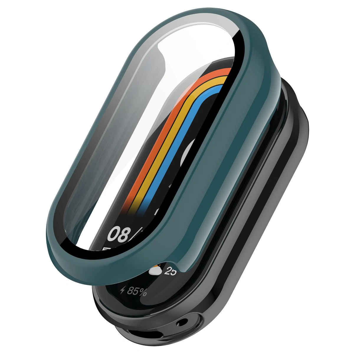 Wizualizacja nakładania etui Bizon Case+Glass Watch do Smart Band 10