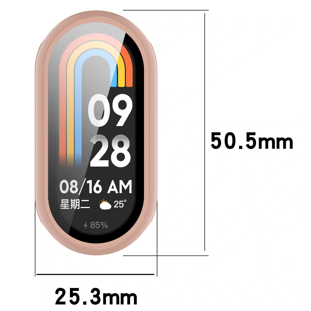 Wymiary etui Bizon Case+Glass Watch do Smart Band 10