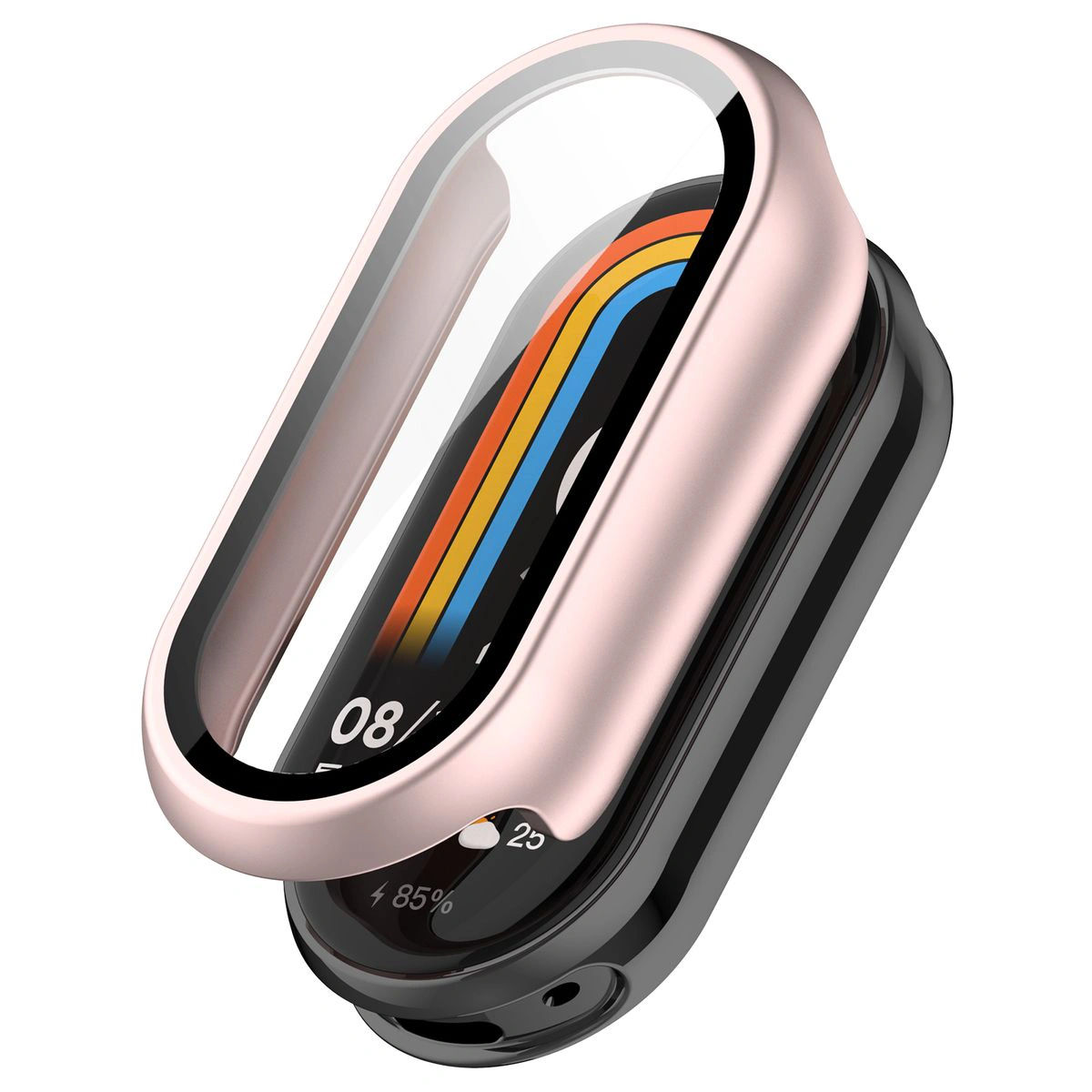 Wizualizacja nakładania etui Bizon Case+Glass Watch do Smart Band 10